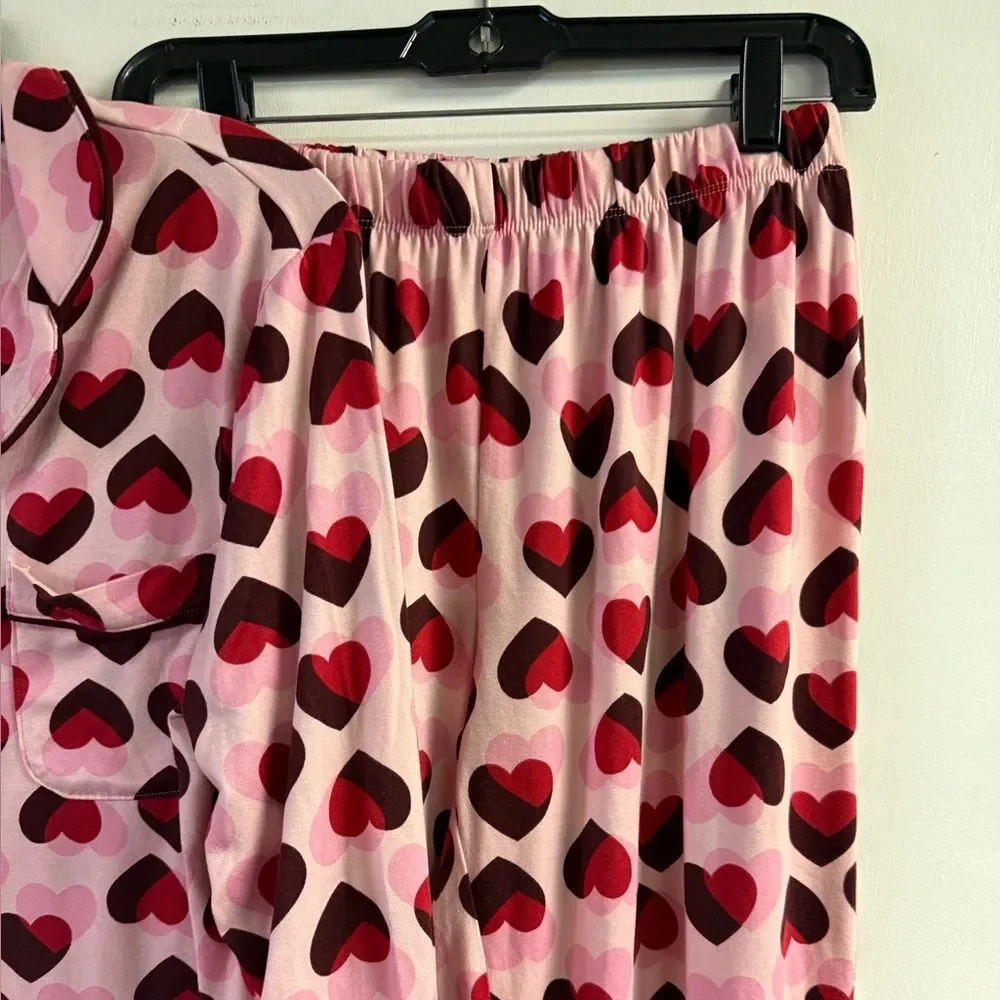 Kate Spade Pink & Red Valentines Day Heart Pajama Set Size S